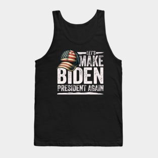 Make Biden President Again - Patriotic American Flag Cap Tank Top